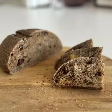 Tartine bread with red malt, dried apricots and cranberries photo 2